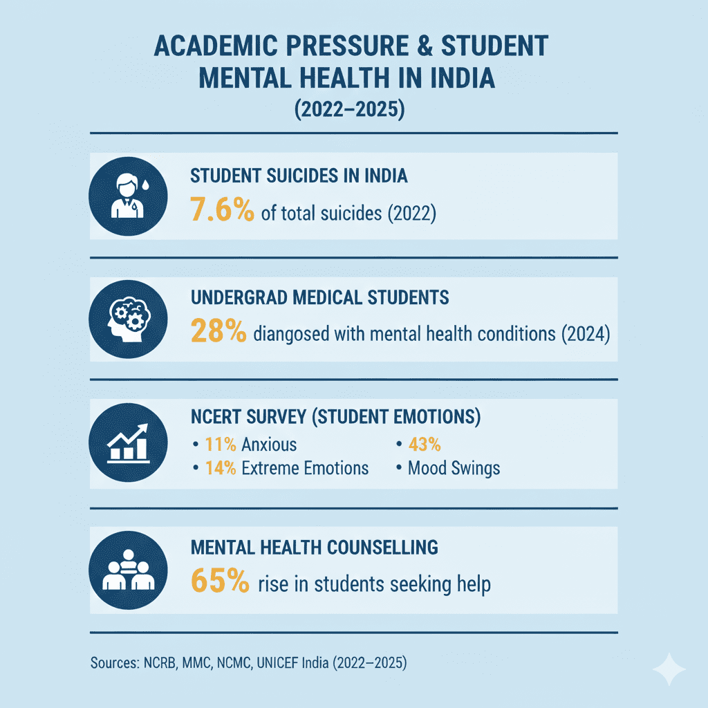 Infographic: Key Statistics on Academic Pressure and Student Mental Health in India
